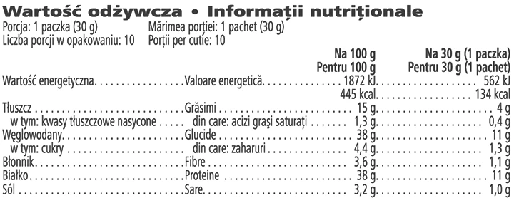 Herbalife Chipsuri Proteice Barbecue Informaţii nutriţionale